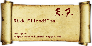 Rikk Filoména névjegykártya